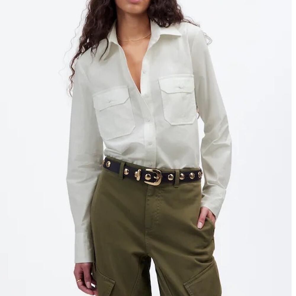 Madewell Utility Pocket Button Up Shirt Eyelet White Size 2 NWT